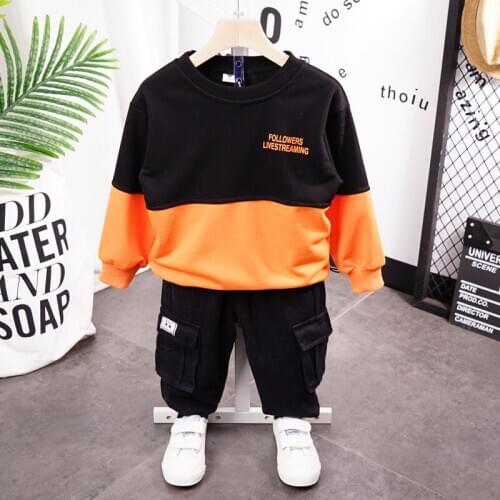 Childrens clothing 2020 autumn new round neck letter sweater + tooling pants boy casual suit for kids Sports Clothes Sets 2-7 y