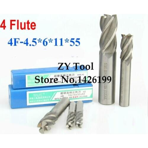 10pcs/set 4.5MM 4 Flute HSS&Aluminium endmill milling cutter CNC Bit Milling Machine tools Cutting tools.Lathe Tool,router bit