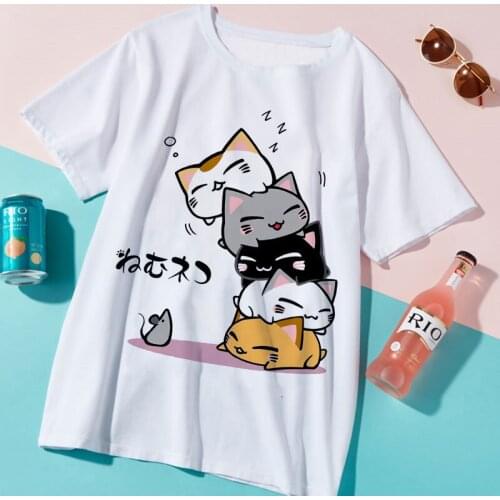 Funny Cute Cat Spoof Tops T Casual InsSummer Female T-Shirt Casual Short-Sleeve Tees Ulzzang Harajuku Women Tops