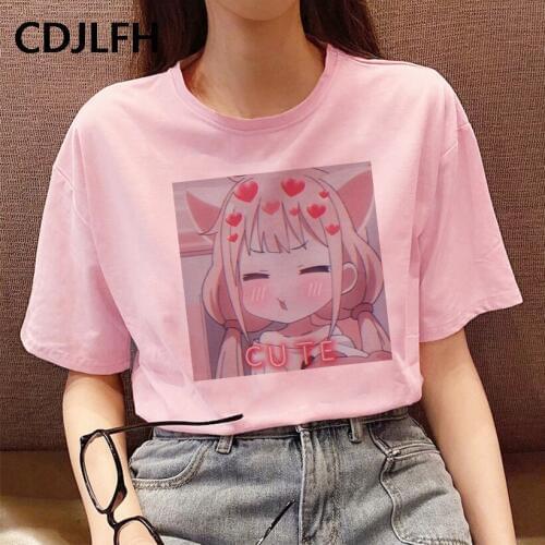 Summer Women Harajuku Kawaii Tshirt Japanese Cute Cartoon Print Tops Tee Chic Loose T-shirt Ins Ulzzang Vintage O-collar Fashion