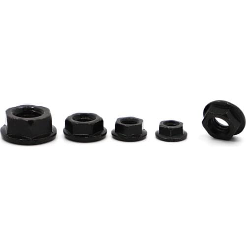 Black Carbon Steel Nut M3 M4 M5 M6 M8 M10 M12 Serrated Spinlock Flange Hex Lock Nuts