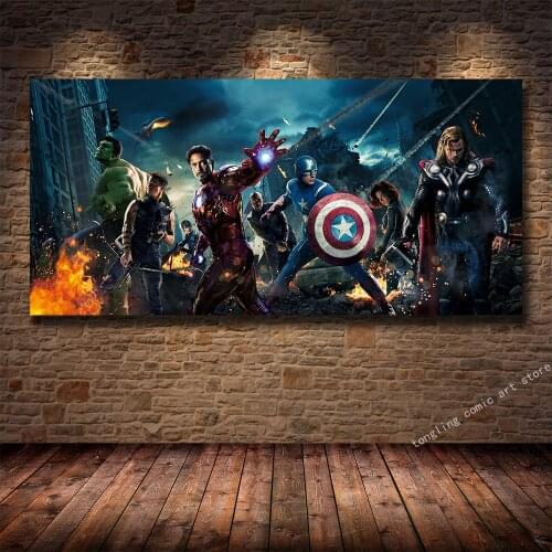 Hot Movies Avengers Alliance Iron Man Captain USA HD Print Canvas Living Room Bedroom Decoration