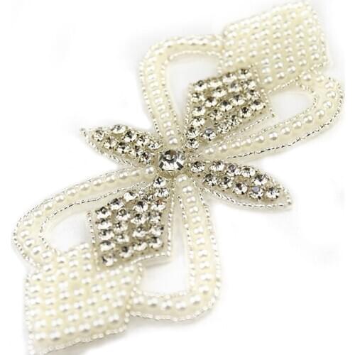 Hot sale pearl and beads desing rhinestone applique for party dress WRA-604