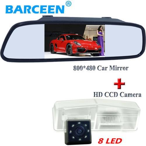 Suiperior quality car rear camera glass lens material 8 led with 4.3" superior car mirror monitor black shell for Toyota RAV4