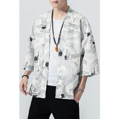 2020 Original Men Japan Style Kimono Cardigan Shirt Coat Traditional Loose Printing Fashion Casual Thin Jacket Summer Outerwear