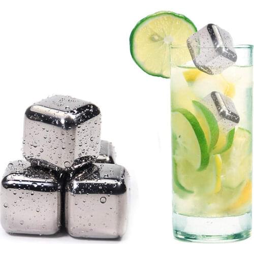 Stainless Steel Ice Cubes Reusable Chilling Stones for Whiskey Wine Keep Cold Longer Buckets Ice Bags Steel Cubes Wine Cooler