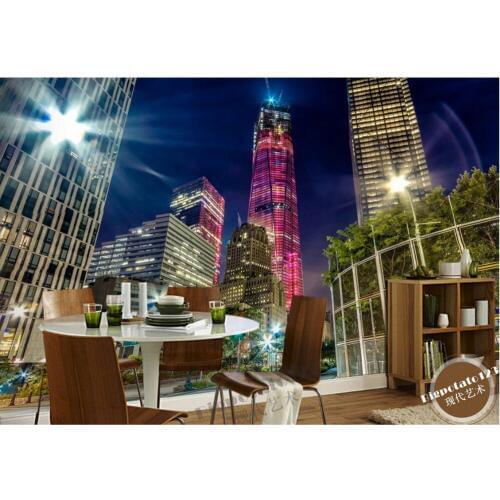 Building Landscape night scene Walls 3d wallpaper landscape 3d stereoscopic wallpaper for living room