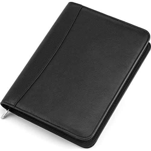 N58E Faux Leather A5 Padfolio with Calculator Zipper Binder Notebook Briefcase File