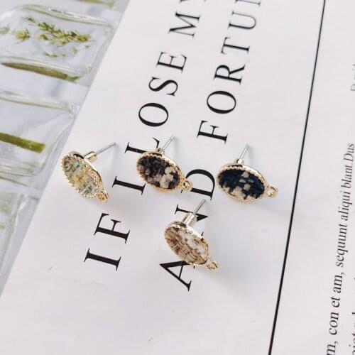 Oval Wool Stuff Stud Earring Accessories Pendant Necklace Supplies for Jewelry Making Accessories Components 6pcs KP2093