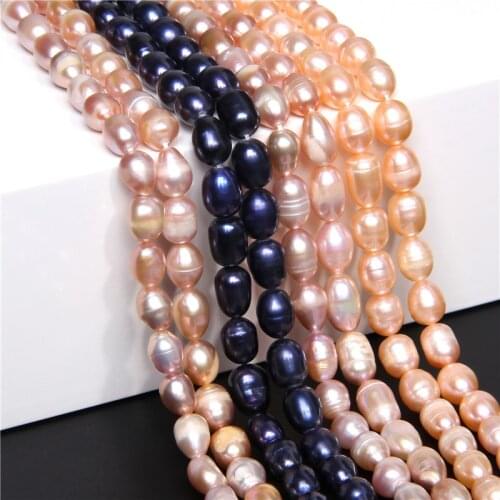 Oval Pearl Beads Potato Nuggets Natural Pearl Baroque 7mm-8mm Rice Pearls For Jewelry Making DIY Bracelet Necklace Strand 14