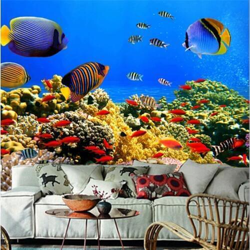 The custom 3D murals, 3D underwater world Corals Fish Animals wallpapers ,cafe wall living room sofa TV wall bedroom wall paper