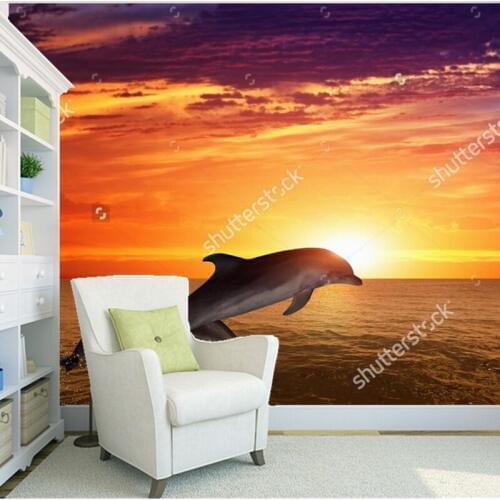 Custom natural landscape Wallcoverings,dolphins,photo murals for the living room childrens room background wall papel de parede