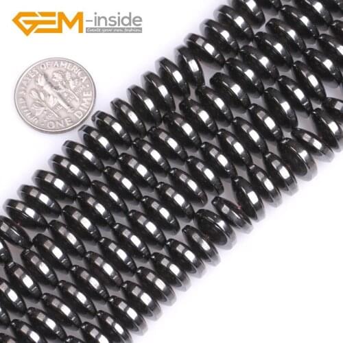 Rondelle Heishi Black Natural Hematite Magnetic Gem stone Spacer Beads Jewelry Making Beads DIY 15" Gem-inside