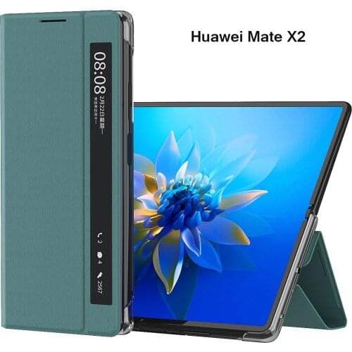 Luxury Leather Case for Huawei Mate X2 Magnetic Case Smart View Window Shockproof Shell for Huawei Mate X2 Cover with Bracket