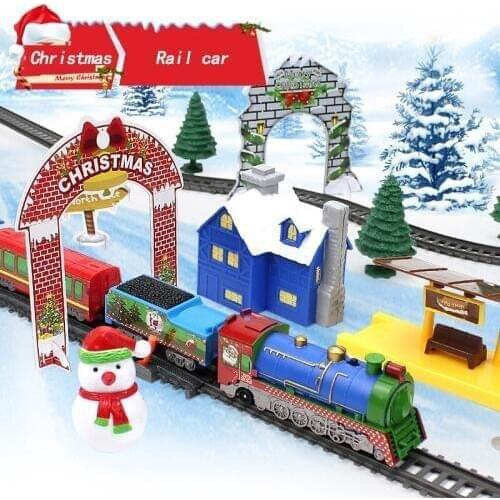 Christmas Gifts Rail Cars Toy Electric Children Simulation Small Train Track Model Puzzle Variety Of Free Assembly Track Toys