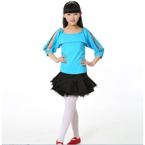 Pink/Blue/Rose Bat sleeves Latin Dress For Ballroom Dancing Girls Tango Dress Salsa Costumes Kids Summer Clothes Latina Skirts