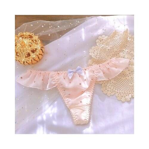 Pink panties female girl Japanese sweet cute breathable sexy lace cotton waist triangle pants