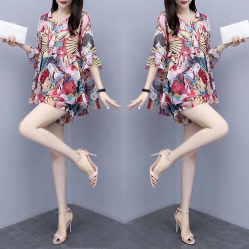 Half Sleeve Top + Shorts Suits Two Piece Sets Womens Outfits Pants Set Femme 2021 Summer Clothes for Women Plus Size 4XL X164