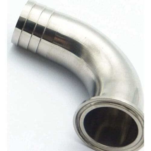 2-1/4" 57mm OD Hose Barb 304 Stainless Steel Sanitary Ferrule 90 Degree Elbow Pipe Fitting For Home Brew Fit 2.5" Tri Clamp