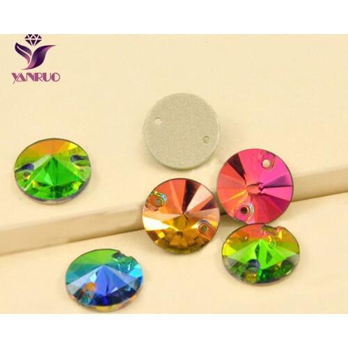 YANRUO 3200 Rivoli Crystal Vitrail Medium Glass Rainbow Sew On Rhinestones Sewing For Wedding Dress