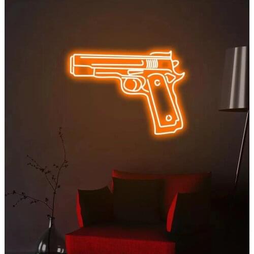 “Pistol” LED lights 12V Acrylic Party Decoration Neon Sign Bedroom Custom Led Light Sign Wall Art Romance
