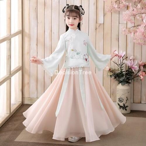 2021 hanfu ancient chinese traditional costume girls stage dance performance dress kids folk fairy tang suit princess dress
