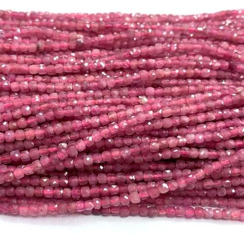 Veemake Pink Tourmaline Natural Stones Gemstones Necklace Bracelets Earrings Edge Cube Faceted Beads For Jewelry Making 06912