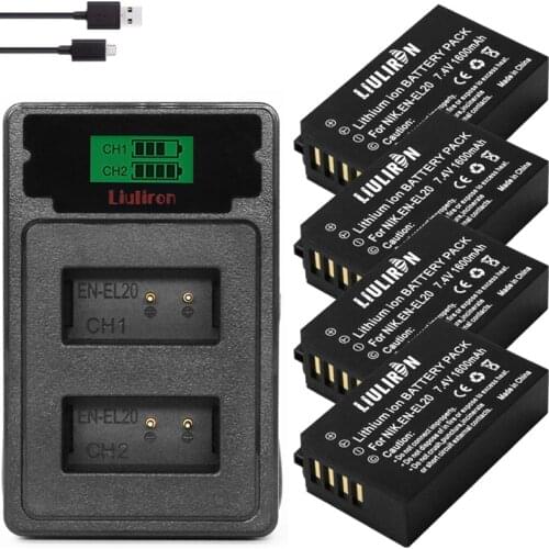 Bateria EN-EL20 EN-EL20A EL20 en el20 el20a Battery +LCD Dual USB Charger for Nikon Coolpix P1000 Nikon1 J1, J2, J3 Nikon1 AW1