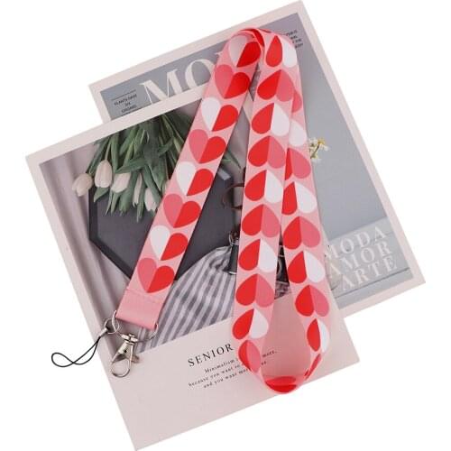 ZF3075 1pcs Heart-shaped Creative Lanyard Badge ID Lanyards Mobile Phone Rope Key Lanyard Neck Straps Diy Hang Rope Accessories