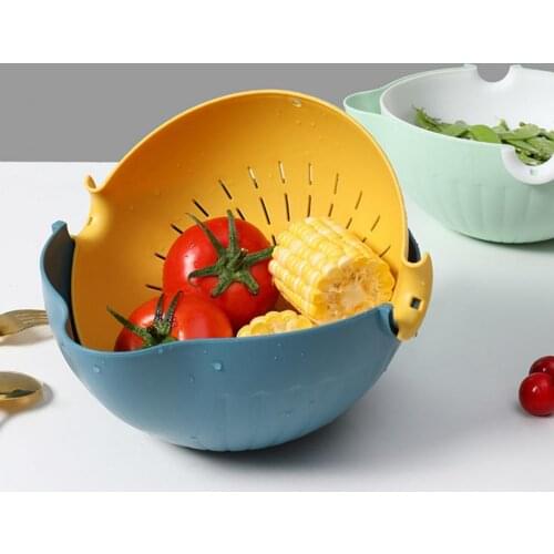 1 Set Quick Drainage Washing Strainer 180 Degrees Rotation PP Food Grade Draining Bowl Kitchen Tools Dropshipping 2021 New
