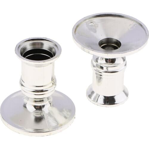 10 pcs Silver Plated Candle Holder Votive Candles Holder For Candles Fake Tapers Candlestick Wedding Church Party Decoration