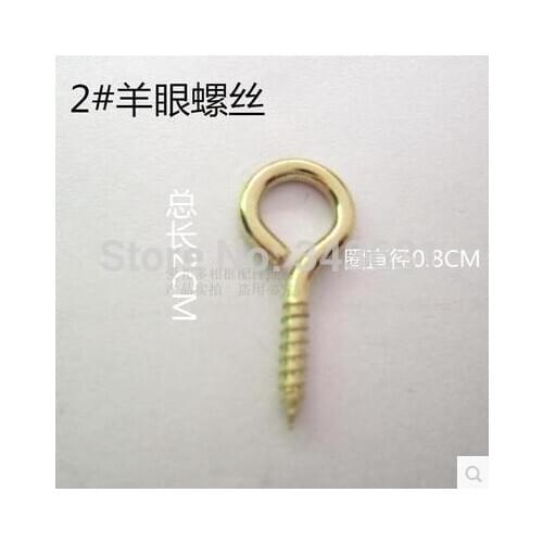 1000pcs/lot high quality 2# eye pins hook wood screw eyelet 8.5*20*1.8