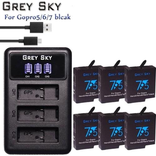 1600mAh Go pro Hero 5 battery +LED USB 3-Port Charger Type C Port For GoPro 5 Hero5 hero 6 7 hero6 4K hero7 Camera accessories