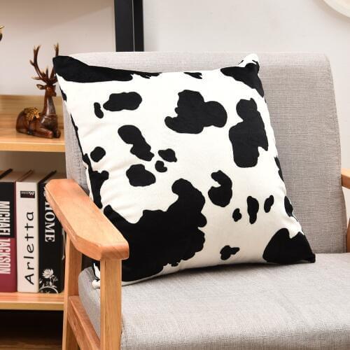2pcs Cow Grain Printing Cushion Cover Luxury Faux Fur Pillow Case Decoration Bolster Case 45x45cm
