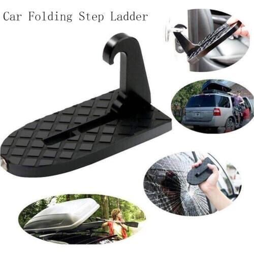 2 in 1 Car Folding Step Ladder Auxiliary Pedal Car Roof Pedal Foot Pegs With Safety Hammer Easy To Access The Roof Auto Parts
