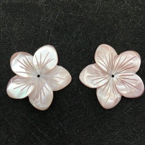 20pcs hot mother of pearl big size 28mm white and pink flower shell wholesale five leaf flower