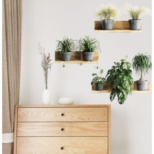 Plant Pots 3D Wall Stickers Green Plants Wall Shelf Home Decor For Living Room Bedroom Decoration Art Decals Mural Paper