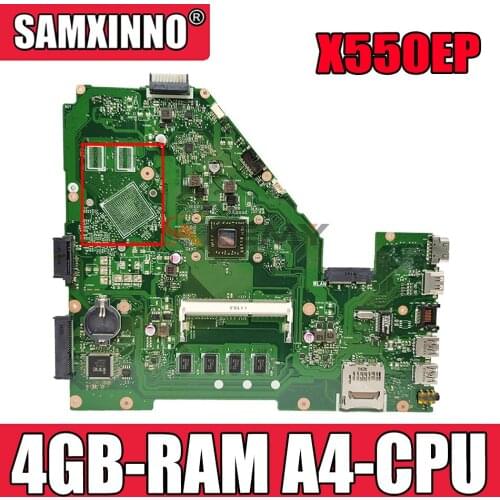 Akemy X550EP Laptop motherboard for ASUS X550EA F552EP F552E A552E X552E original mainboard 4GB-RAM A4-CPU