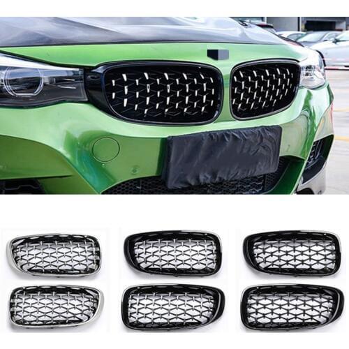 F34 Car Front Racing Grille Diamond Style Bumper Grille for BMW 3 Series F34 GT 318 320 328i 335 340 2012-2018 ABS Kidney Grille