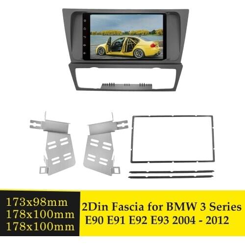 2Din Car Radio Fascia Fascias Panel Frame CD DVD Dash Audio Interior Cover Bezel Trim For BMW 3 Series E90 E91 E92 E93 2004-2012
