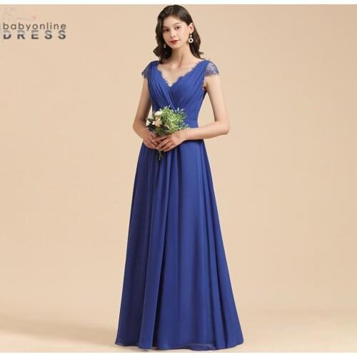 Babyonlinedress 50 Colors Cap Sleeves Bridesmaid Dresses Long Sexy Backlace Lace Wedding Guest Dresses vestido de fiesta de