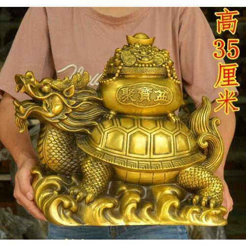 Large Huge HOME OFFICE Porch lobby TOP efficacious Mascot thriving business copper Fortune dragon turtle FENG SHUI statue