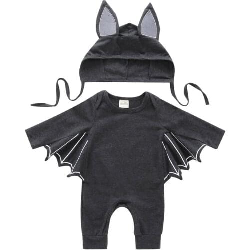 Halloween Babys Jumpsuit, Long Sleeve Long Pants with Hat and Bat Wings Decoration for Spring and Autumn 2020 New