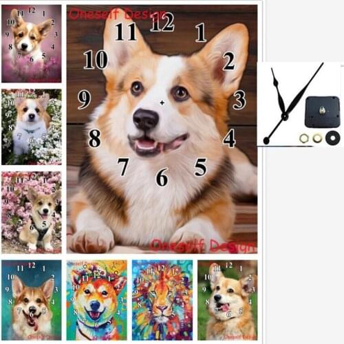 Diy diamond painting with Mechanical clock dog home decortion dolphin diamond embroidery clock diamond mosaic sale wall sticker