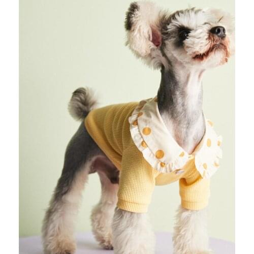 Dog T-shirt Cute Dots Collar Dog Clothes Cat Puppy Clothing Poodle Bichon Schnauzer Pug French Bulldog Corgi Clothing Pet Outfit