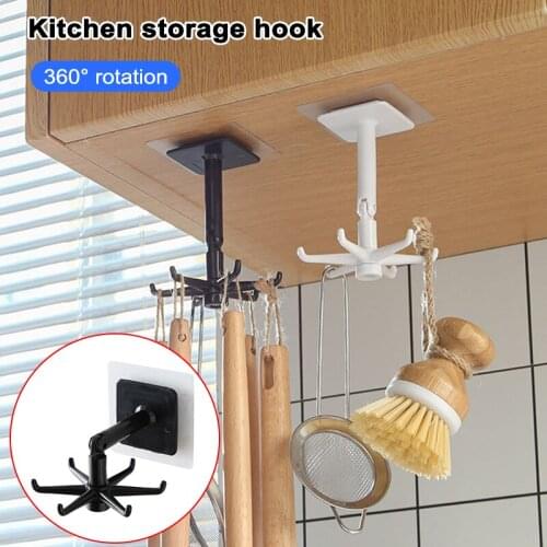 HOT 4/6-claw Rotatable Hook Punch-free Universal Hanger Hanging Gadgets Storage Accessory for Bath Wall Kitchen NDS