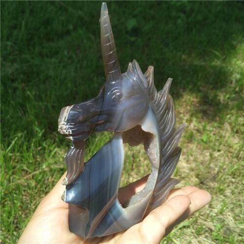 Crystal Unicorn Carving Natural Agate Unicorn Gemstone Crystal Carving Gift Carving Craft Home Office Decoration Gift