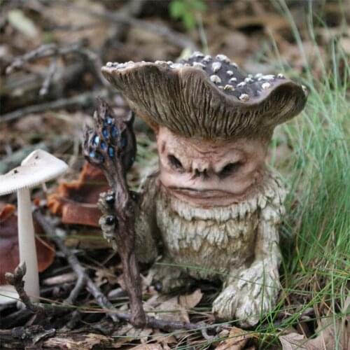 Old Fairy Mushroom Monster Shaman Wizard Troll Toy Figure Decoration Doll Garden Accessories Elves Desk Decor Gift Car Ornaments