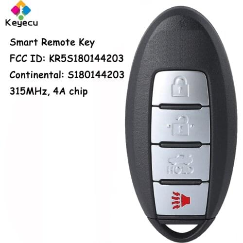 KEYECU S180144203 KR5S180144203 OEM Smart Remote Control Key With 4 Buttons 315MHz 4A Chip - FOB for Infiniti Q50 2014 2015 2016