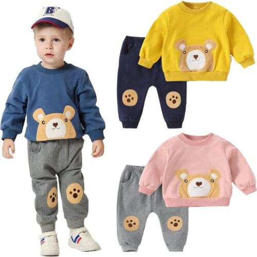 Baby Boys Clothing Set Spring Autumn Cute Cartoon Bear Suit For Kids Full Sleeve Shirt + Pants 2Pcs Toddler Children Clothing